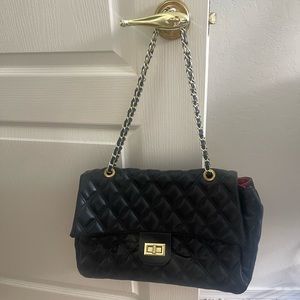 Classic Unbranded Black Faux Vegan Leather Flap Bag Crossbody and Shoulder
